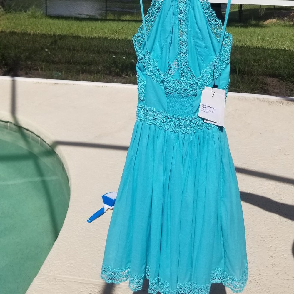 NWT CHARO RUIZ IBIZA Kim beautiful cotton Turquoise Lightweight beach dress XS